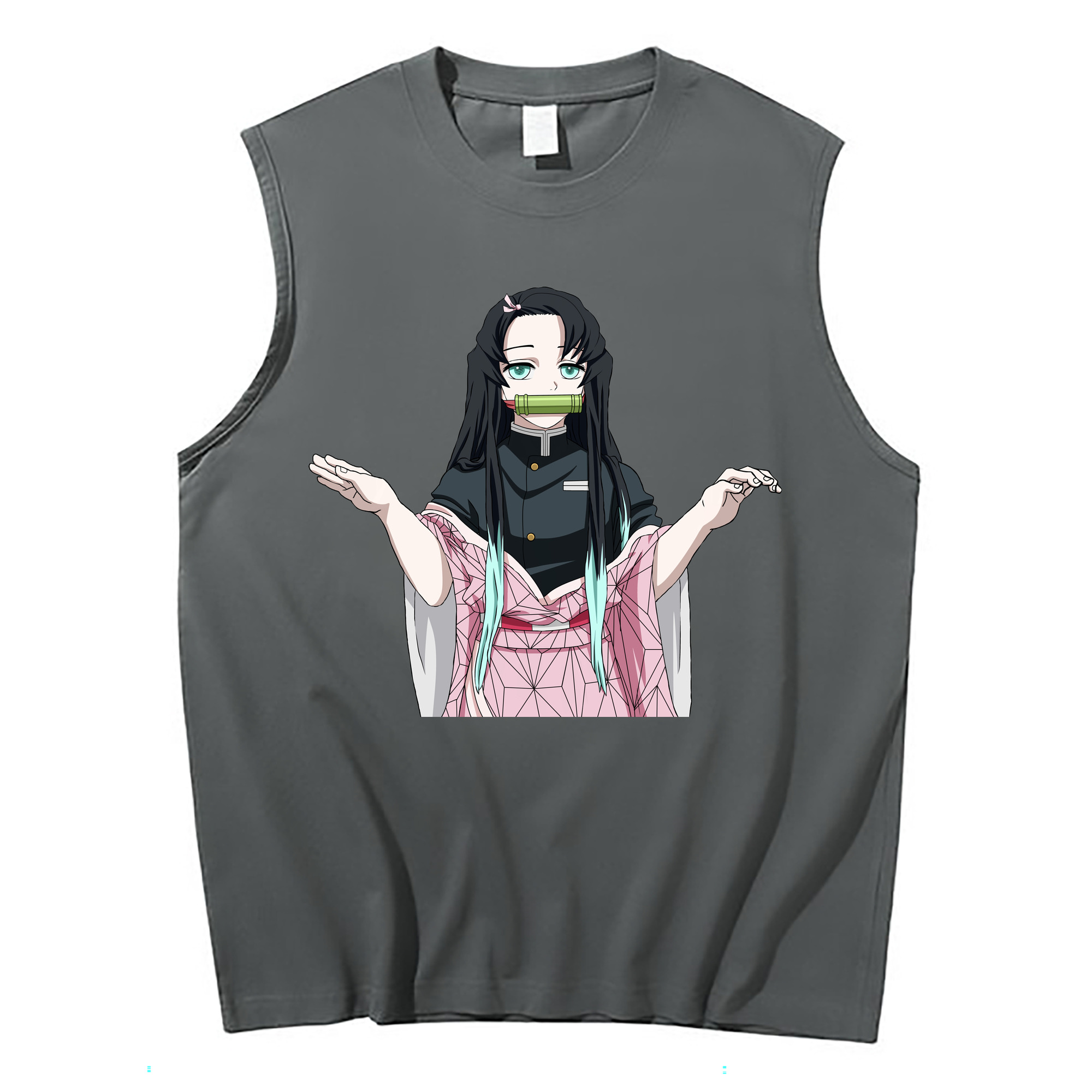 （画像用） 鬼滅の刃（きめつのやいば）竈門 禰󠄀豆子／かまど ねずこ Kamado Nezuko コットン100％タンクトップ（フロントプリント）